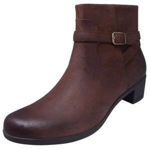 Dansko Cagney Boots Womens 8.5 M Brown Leather Suede Ankle Bootie Buckle Preppy